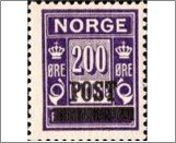 Norway NK 171 Postage due - surcharged 200 Øre Dark violet