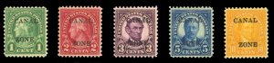 United States Possessions, Canal Zone #100-104 Cat$82.55, 1927-31 1c-10c, set...