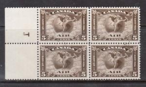 Canada #C2 VF Used Plate #1 Block With Light CDS Cancels