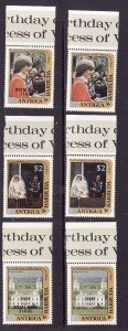 Antigua-Sc#797//804-unused NH with silver overprint-id4-Princess Diana-21st Birt