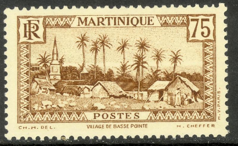 MARTINIQUE 1933-40 75c Basse-Pointe Village Pictorial Sc 153 MH