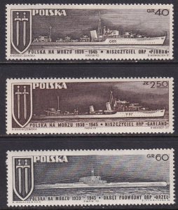 Poland 1970 Sc 1760-2 Polish Navy 2nd World War Stamp MNH