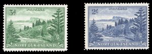 Norfolk Islands #23-24 Cat$25.50, 1959 3p and 2sh, never hinged