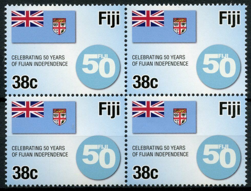Fiji Flags Stamps 2020 MNH Fijian Independence 50 Years 4v Block Australia & Oceania Fiji