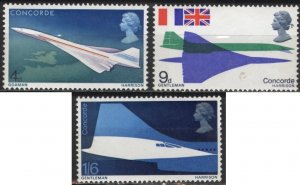 Great Britain 581-583 (mnh set of 3) Concorde, prototype flight (1969)