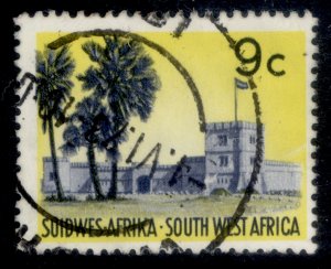 SOUTH WEST AFRICA QEII SG B213, 9c indigo & greenish yellow, FINE USED. Cat £13.