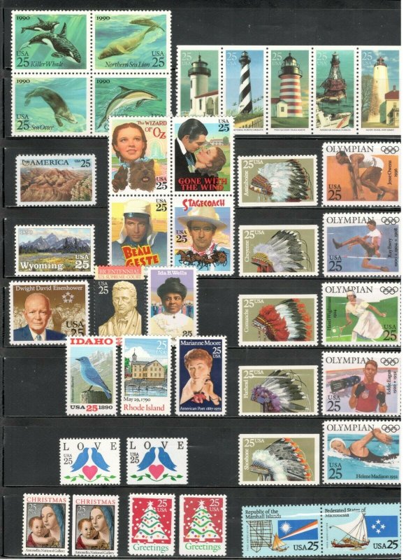 1990 Commemorative Year Mint Set 39 Stamps FREE SHIPPING