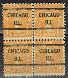 1926 10c 4th Bureau blk/4 from CHICAGO IL (642-43) with BUREAU precancel. 