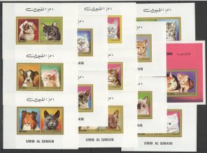 B1258 Imperf 1972 Umm Al Qiwain Pets Cats & Dogs #662-73 Michel 46 Euro 13Bl Mnh