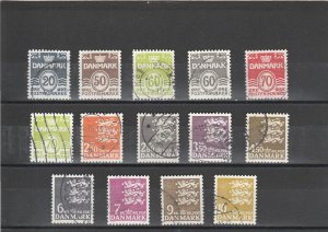 Denmark  Scott#  493-506  Used  (1972-8 State Seal, Wavy Lines)