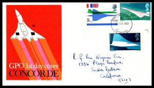 Great Britain 581-583 Airplanes Pen FDC