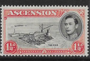 ASCENSION SG40a 1938 1½d BLACK & VERMILION p13½ DAVIT FLAW MTD MINT*