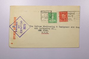 Australia 1941 Censor Cover - Sydney to USA - L37585