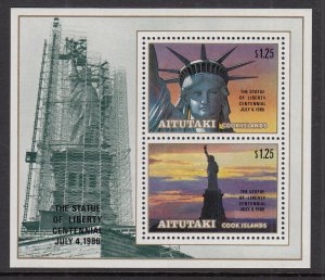 Aitutaki 396 Statue of Liberty Souvenir Sheet MNH VF