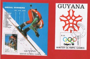 Guyana  #1989-1990  VF used  Olympics  Souvenir Sheets  Free S/H