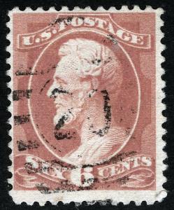 US Sc 208 Dull Rose 6¢ Numeric Duplex Cancel