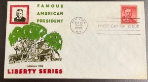 1039 Liberty Series Flocked cachet Theodore Roosevelt FDC 1955