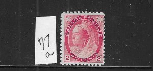 CANADA SCOTT #77A 1898-1902 NUMERALS SET 2C (CARMINE) TYPE II - MINT HINGED