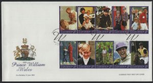 Guernsey 2003 FDC Sc 808a-808j Prince William's 21st Birthday