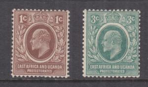 KENYA & UGANDA, 1907 KEVII, 1c. Brown & 3c. Grey Green, heavy hinged mint.