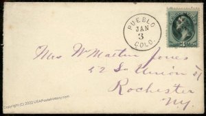 USA 1870s-80s Pueblo Colorado 3c Banknote Cover 94278