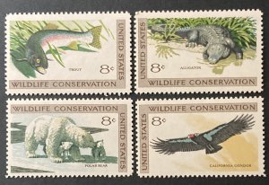 U.S. 1971 #1427-30(singles from block), Wildlife Conservation, MNH.