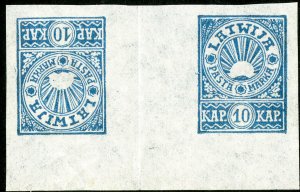 Latvia Stamps # 55 55 XF Tete-Beche Pair Scott Value $120.00