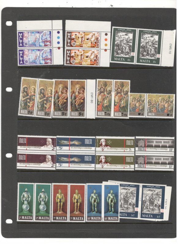 MALTA COLLECTION ON STOCK SHEET, ALL MINT, MOSTLY MNH