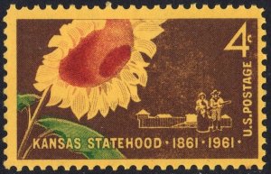 SC#1183 4¢ Kansas Statehood Single (1961) MNH
