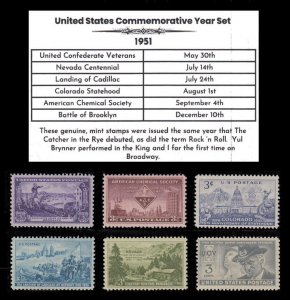 1951 Complete Mint Set of Vintage Commemorative Stamps