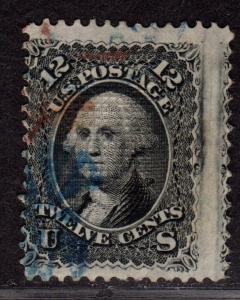 US SC#97 used, fine, red+blue cancels, tiny grill thin, CV. $320