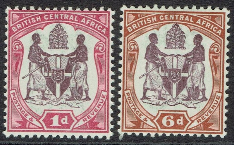 BRITISH CENTRAL AFRICA NYASALAND 1901 ARMS 1D AND 6D */**