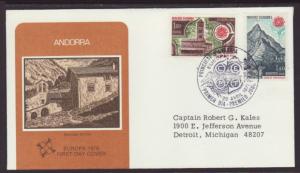 French Andorra 262-263 Europa Fleetwood Typed FDC