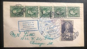 1927 Springfiel IL USA Airmail Lindbergh Special Flight Cover FFC to Chicago