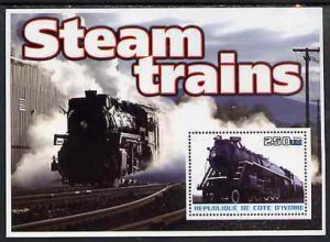IVORY COAST - 2003 - Steam Trains #2  - Perf Min Sheet - MNH - Private Issue