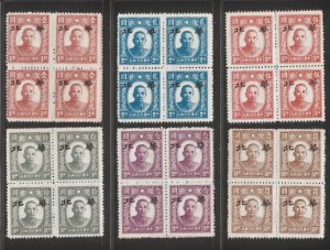 JapOcc N China 1945 Ovpt on Sin Min Print SYS (6v Cpt, B/4) MNH CV US$240-