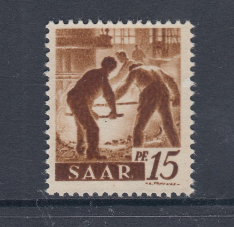 Saar Mi 212ZG MNH. 1947 Workers, Printed on Gum Side