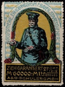 1912 Germany Poster Stamp Field Post Rest Home Bavarian State Employees Lottery