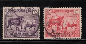 BELGIAN CONGO Scott 112-3 Used - Watusi Cattle