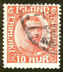 Iceland Sc# 115 Used 1920-1922 10a Christian X