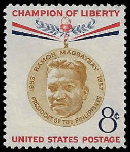 U.S. #1096 MNH; 8c Champions of Liberty - Ramon Magsaysay (1957)