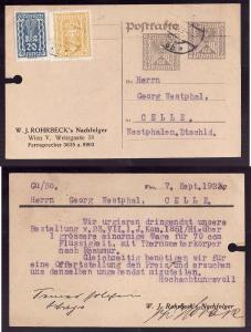 Austria cover-1923 uprated  postal card -