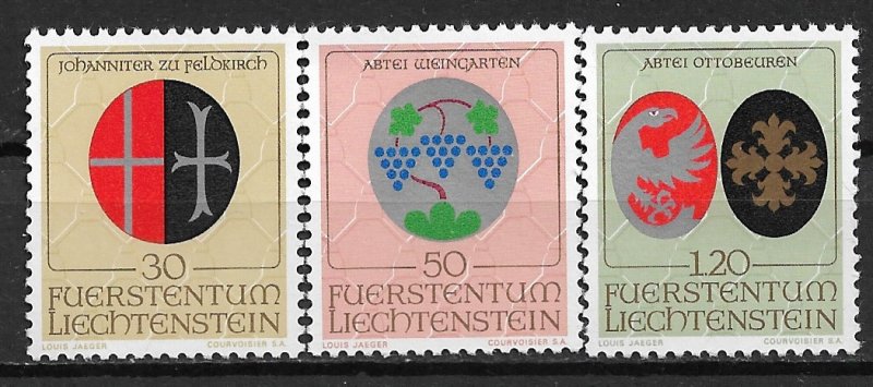 1971 Liechtenstein 486-88 Ecclesiastic Arms MNH C/S of 3