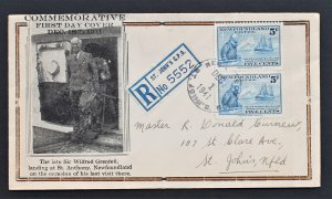 Newfoundland Registered Cover #252 FDC Pair St Anthony Grenfell Mission 1941