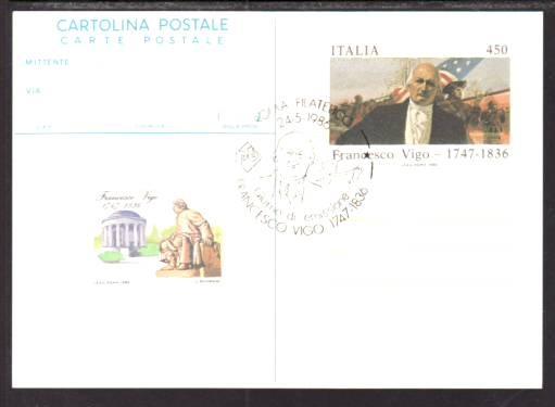 Italy Francesco Vigo MI P222 Postal Card FDC  