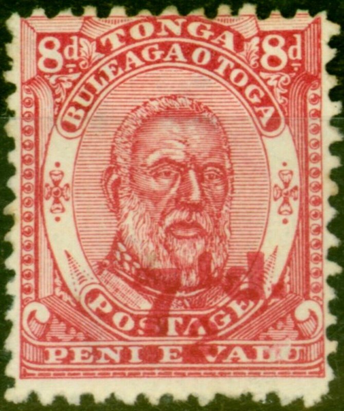 Tonga 1893 7 1/2d on 8d Carmine SG18 Fine Unused