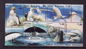 New Zealand-Sc#1371b- id8-unused NH set-Birds-Marine Life-1996-