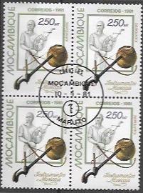 Mozambique #742 used block.  Musical Instruments