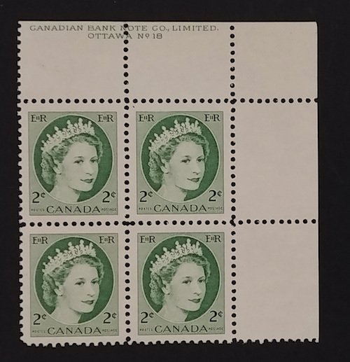 Canada 338iv Plate Block UR No. 18 F-VF MNH