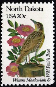 SC#1986 20¢ State Birds & Flowers: North Dakota (1982) MNH